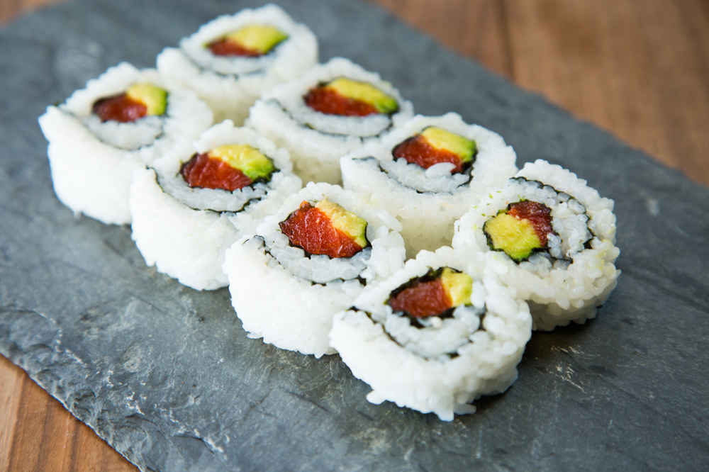 salmon and avocado sushi